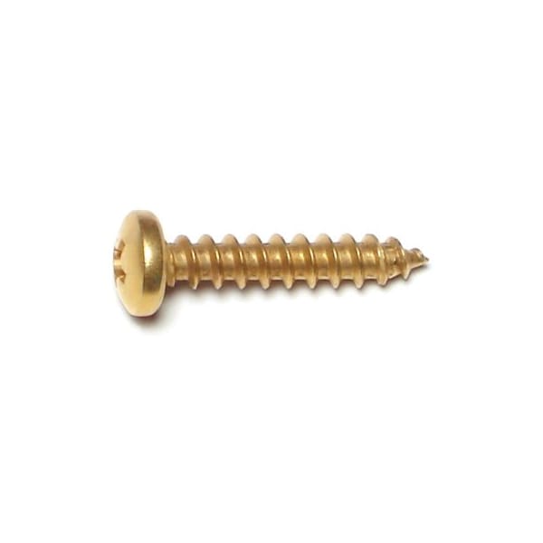 Midwest Fastener Sheet Metal Screw, #10 x 1 in, Brass Plated Steel Pan Head Phillips Drive, 35 PK 64152 - main